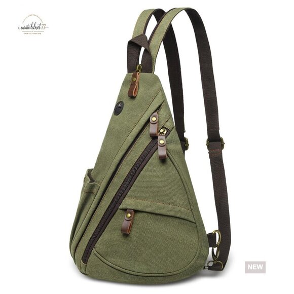 Handbags - Vintage Canvas Sling Bag, 3-in-1 Convertible, 16x10x6 Inches, Travel Backpack